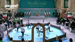 ضرب زورخانه در حسینیه امام خمینی در حضور رهبر انقلاب