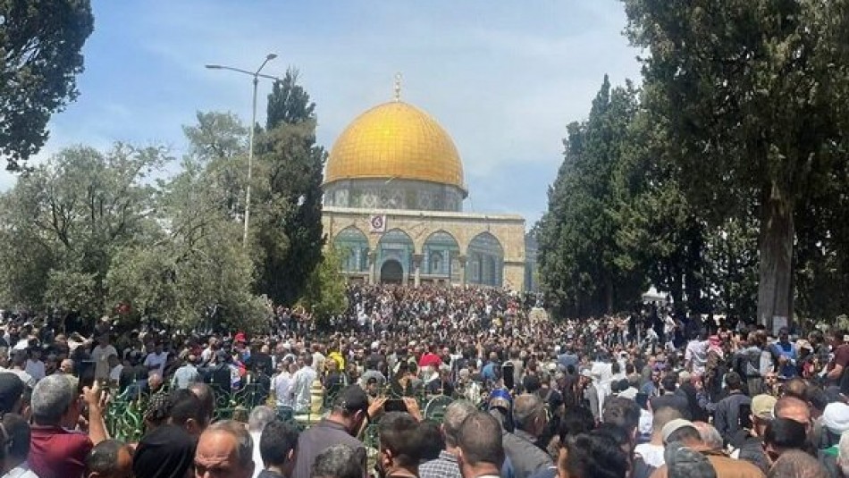 نماز جمعه این هفته مسجدالاقصی با حضور ۵۰ هزار فلسطینی برگزار شد